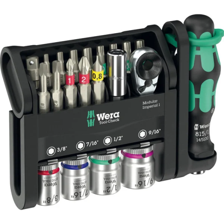 Set di inserti wera tool-check modular imperial 1 nero/verde