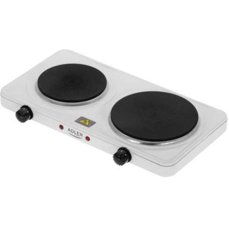 Piano cottura elettrico adler doppio 2500w bianco [ad 6520]