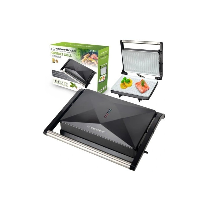 Griglia elettrica esperanza peperone ekg013 in ceramico 850w nero