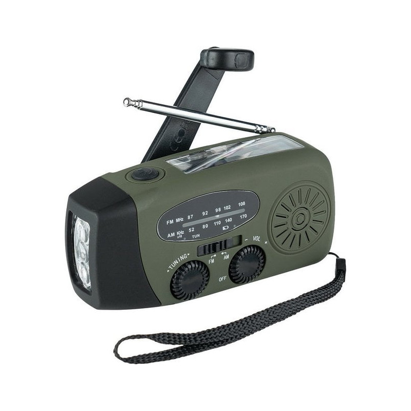 Radio di emergenza fosco am/fm carica solare/manovella/usb con torcia