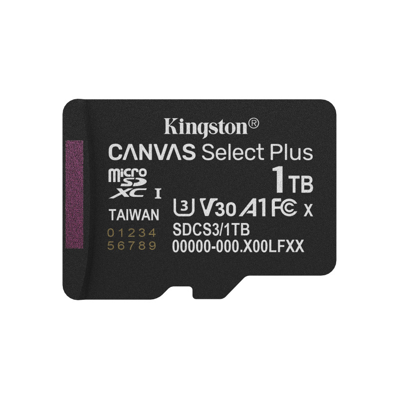 1tb scheda microsdxc kingston canvas select plus v30 uhs-i u3