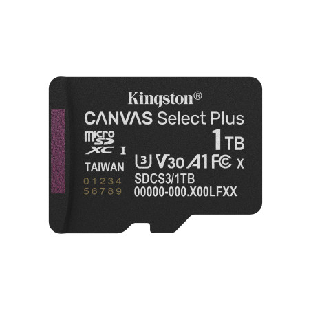 1tb scheda microsdxc kingston canvas select plus v30 uhs-i u3