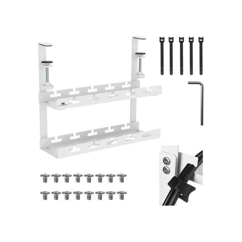 Organizer per cavi maclean mc-104 w due vassoi sotto scrivania