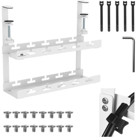 Organizer per cavi maclean mc-104 w due vassoi sotto scrivania