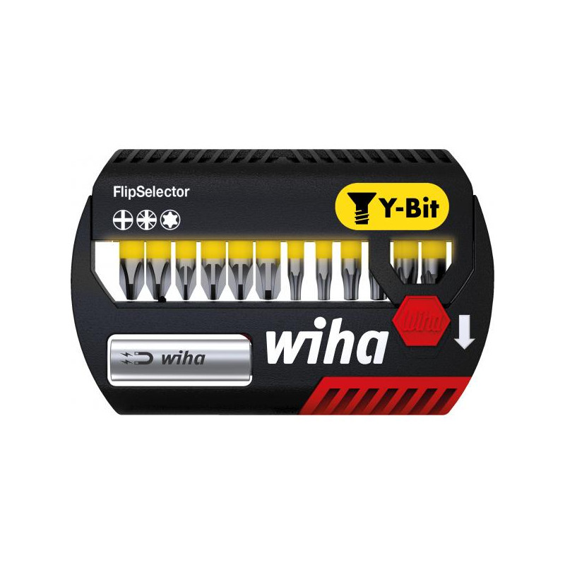 Set di punte wiha flipselector y 25mm nero/giallo 13pz [41827]