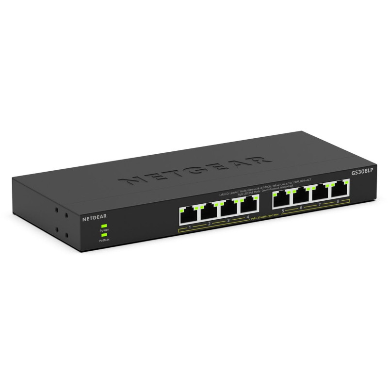 Switch netgear gs308lp non gestito poe+ 8 porte nero [gs308lp-100eus]