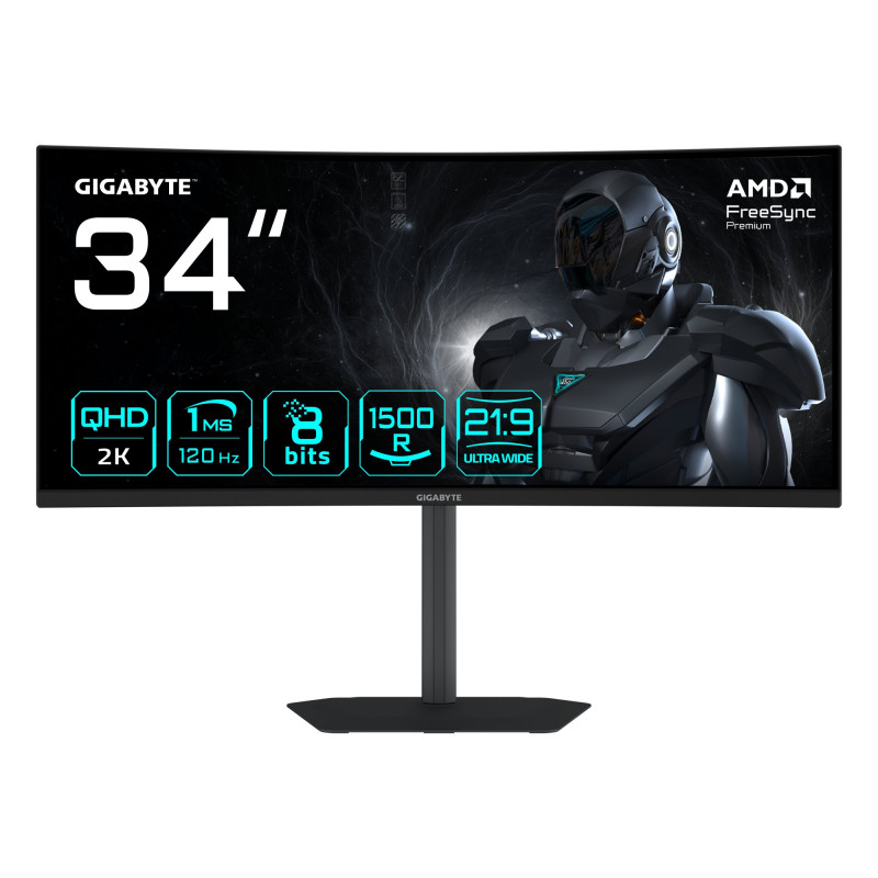 Monitor led 34'' gigabyte gs34wqca gaming curvo wide quad