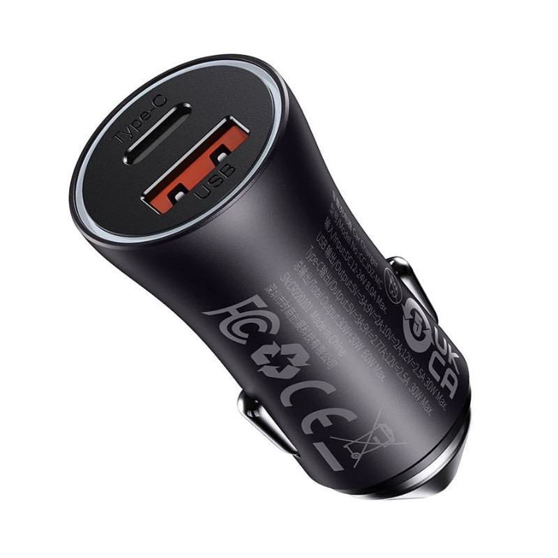 Caricabatteria da auto baseus golden 60w blu/grigio [cgjm000113]