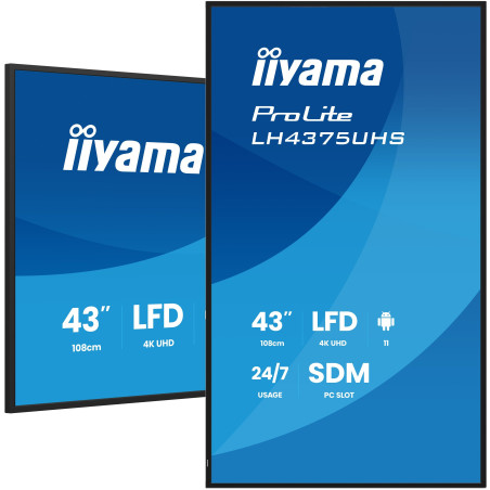 Monitor digital signage led 43" iiyama prolite 4k ultra hd 3840x2160p