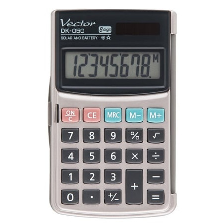 Calcolatrice vector dk-050 tascabile 8 cifre grigio [vector kav