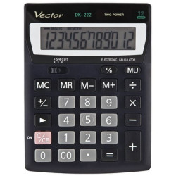 Calcolatrice da ufficio vector dk-222 portatile 12 cifre nero