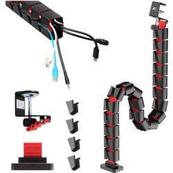 Organizzatore cavi maclean nano rs125 per scrivania 1345mm nero/rosso