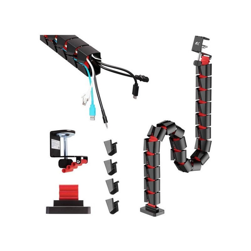 Organizzatore cavi maclean nano rs125 per scrivania 1345mm nero/rosso