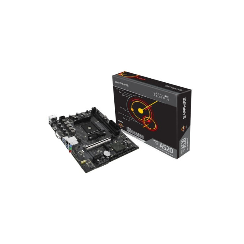 Scheda madre amd sapphire a520m-e am4 microatx 2x ddr4 nero [52119-04-40g]