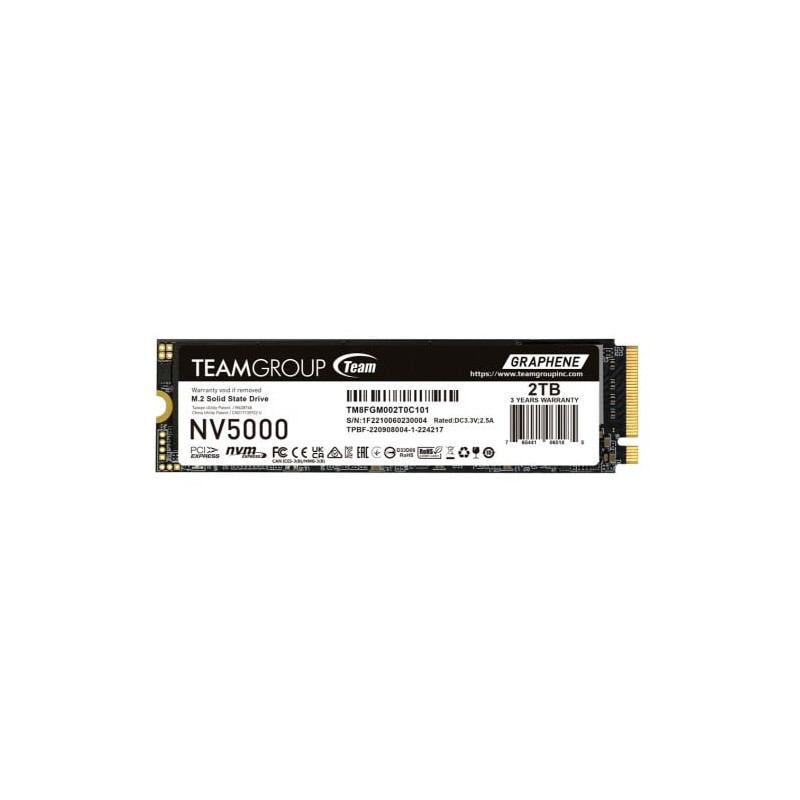 Ssd 2tb teamgroup nv5000 m.2 pcie 4.0 3000/5000mbps nero [tm8fgm002t0c101]
