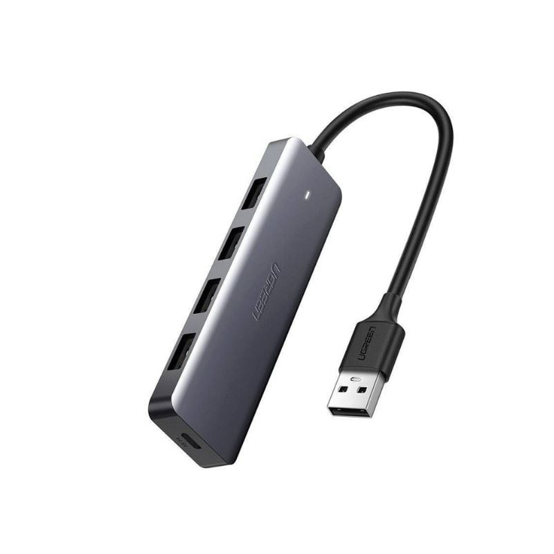 Adattatore usb ugreen hub usb 4xusb 3.0+micro usb grigio [64260]