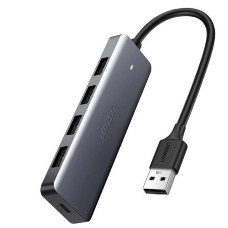 Adattatore usb ugreen hub usb 4xusb 3.0+micro usb grigio [64260]