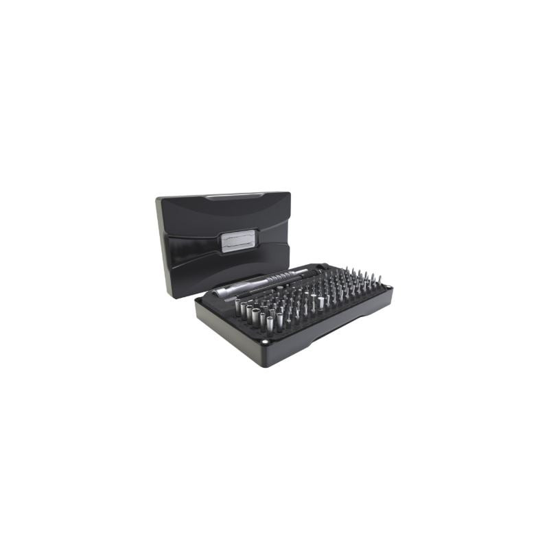 set di utensili techly per cacciaviti bussole e punte nero 106pz