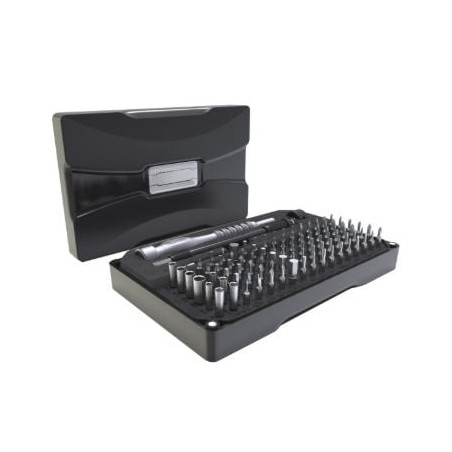 set di utensili techly per cacciaviti bussole e punte nero 106pz