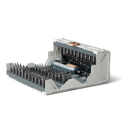 Set di utensili techly per cacciaviti bussole e punte grigio 180pz