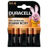 Batterie duracell plus power boost alcaline monouso aa x4 1.5v nero/oro