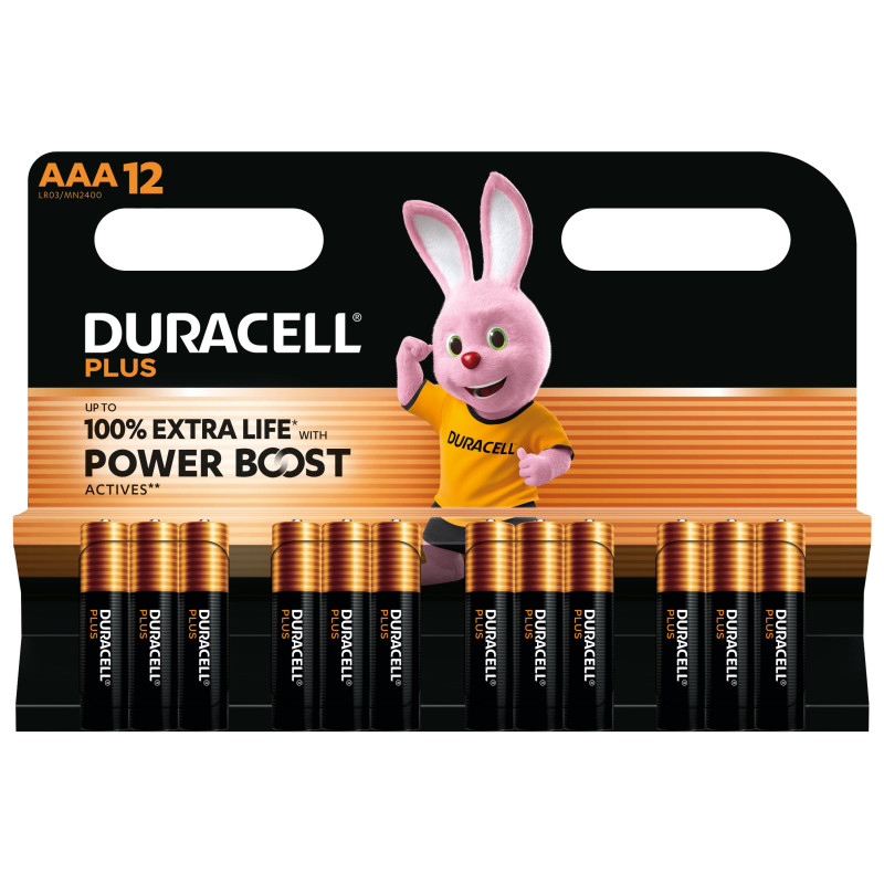 Batterie duracell plus power boost alcaline monouso aaa x12 1.5v