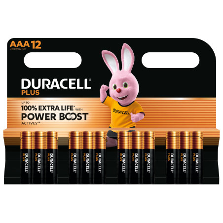 Batterie duracell plus power boost alcaline monouso aaa x12 1.5v