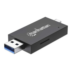 Lettore/scrittore manhattan usb tipo c/tipo a nero/trasparente