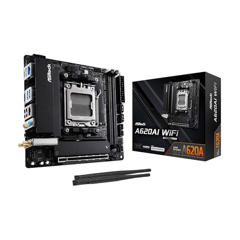 Scheda madre amd asrock a620ai wifi am5 mitx 2x ddr5 nero [90-mxbt50-a0uayz]