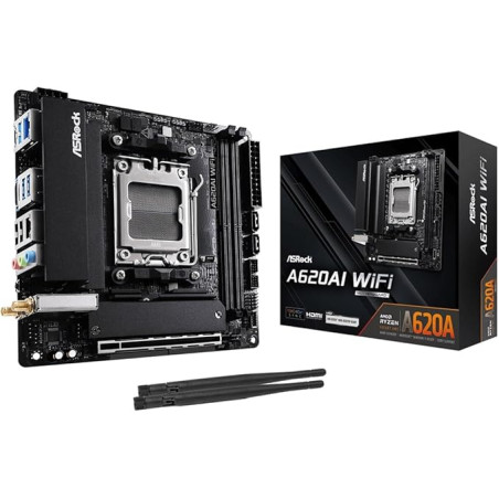 Scheda madre amd asrock a620ai wifi am5 mitx 2x ddr5 nero [90-mxbt50-a0uayz]