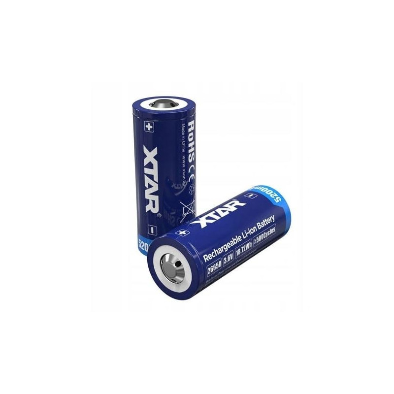 Batteria xtar 26650-520pcm 3.6v li-ion 5200mah [26650-5200]