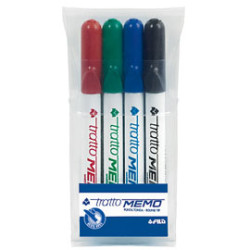 Busta 4 pennarelli a secco tratto memo puntatonda per lavagna [854100]