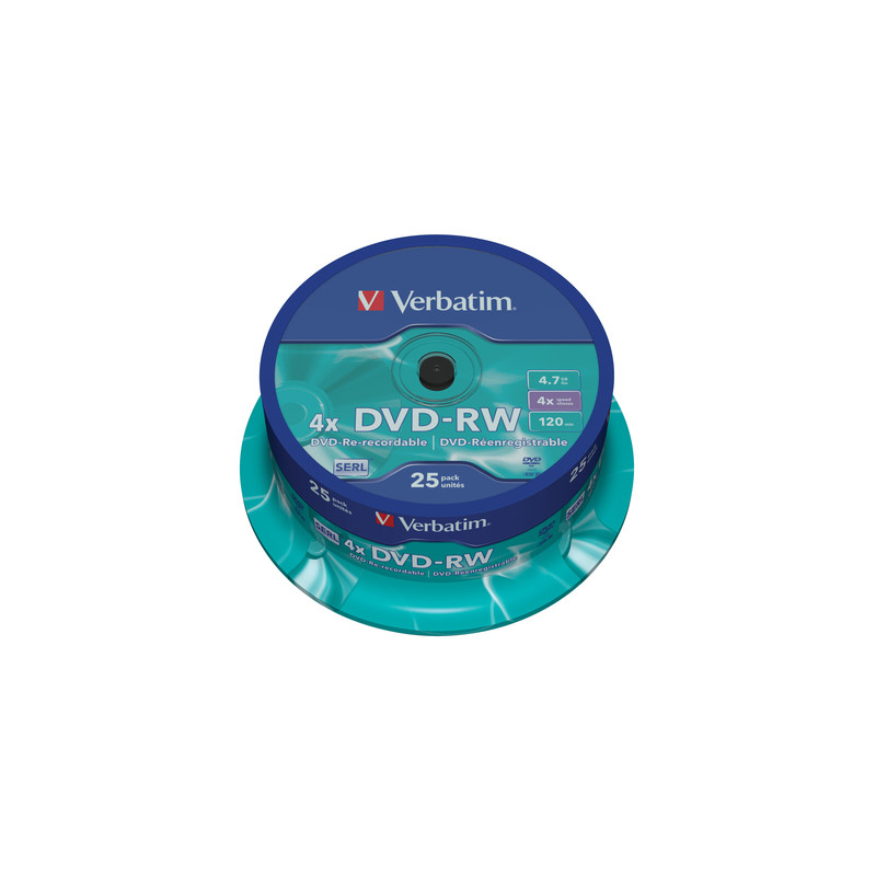 Confezione da 25 dvd-rw spindle 4x 4.7gb superf.matt silver serigrafata