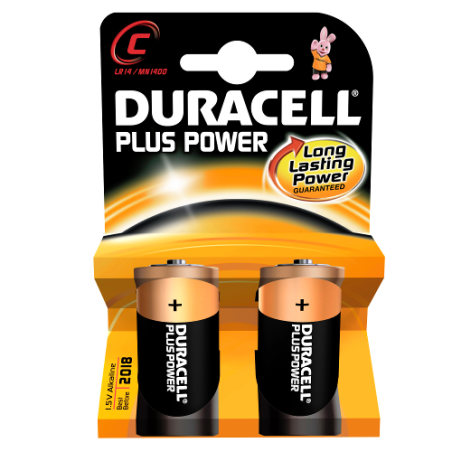 Pila duracell 2 pz. plus c mezzatorcia (mn1400/lr14) baby c 1.5v