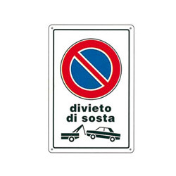 Cartello divieto di sosta r.f. 20x 30 plastica [targotimbri ]