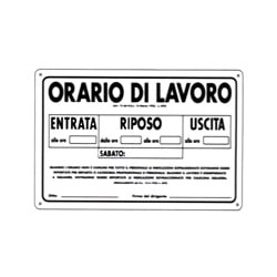 Cartello orario lavoro 30x 20 plastica [targotimbri ]