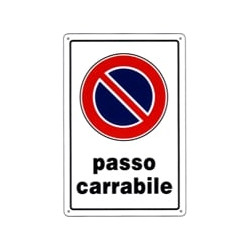 Cartello passo carrabile 20x 30 plastica [targotimbri ]