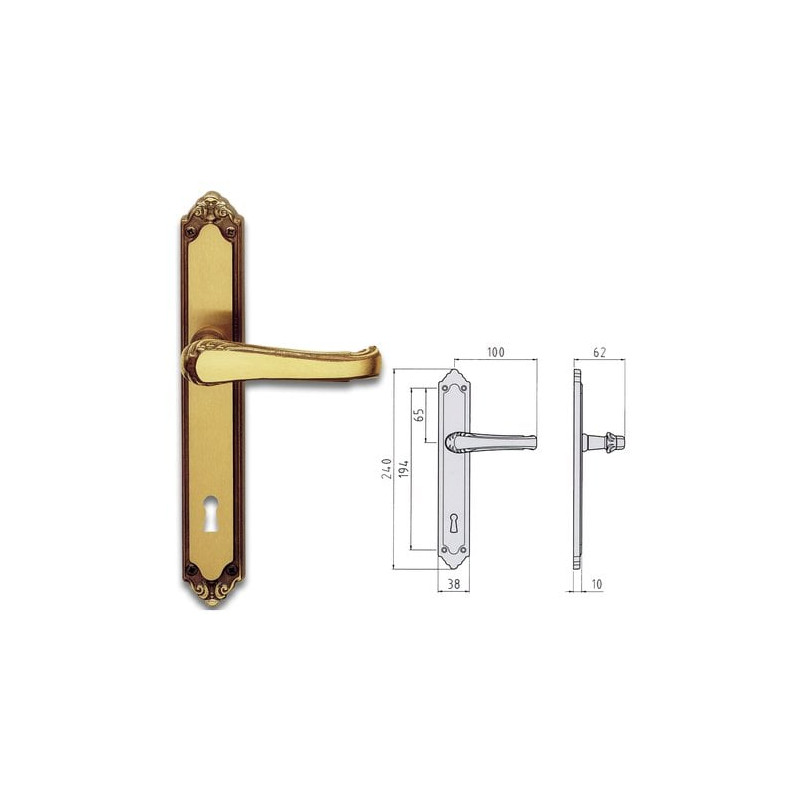 Maniglia lady ottone fume' placca 8x70 (pz 4) [ghidini ]