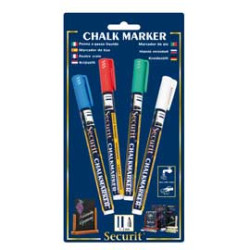 Blister 4 marcatori a gesso liquido (bianco-verde-rosso-blu)