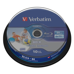 Confezione blu-ray verbatim bd-r 25gb 6x speed dl wide printable
