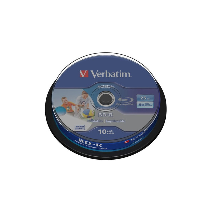 Confezione blu-ray verbatim bd-r 25gb 6x speed dl wide printable