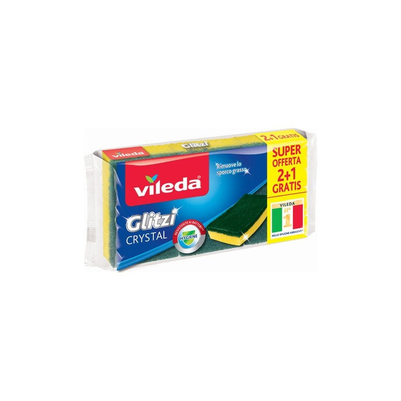 Spugna vileda fibre verde glitzi crystal pz 2+1 [vileda]