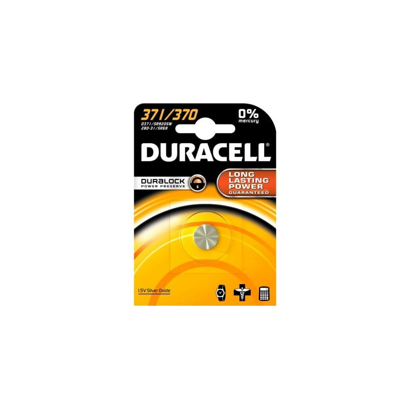 Pila duracell 1 pz. a bottone d371/d370 in ossido d'argento