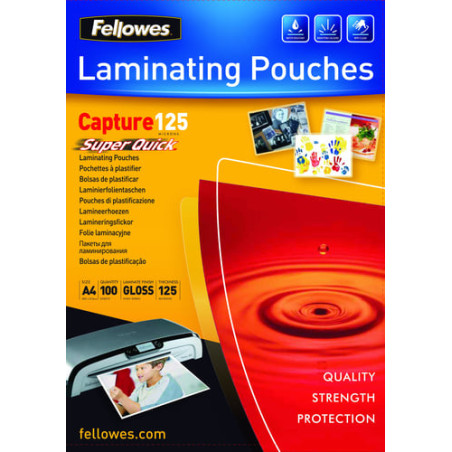 Pouches fellowes per laminazione superquick a4 125 mic lucido [5440101]