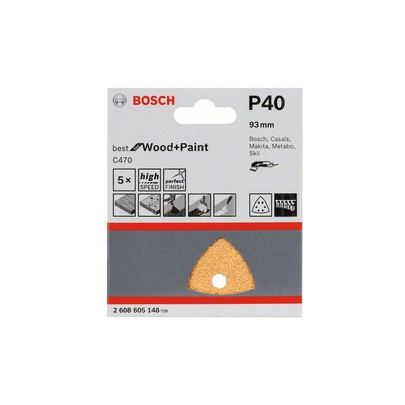 Foglio abrasivo triangolare 93 gr 40 pz.5 bosch [bosch ]