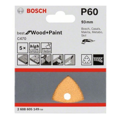 Foglio abrasivo triangolare 93 gr 60 pz.5 bosch [bosch ]