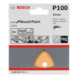 Foglio abrasivo triangolare 93 gr 100 pz.5 bosch [bosch ]