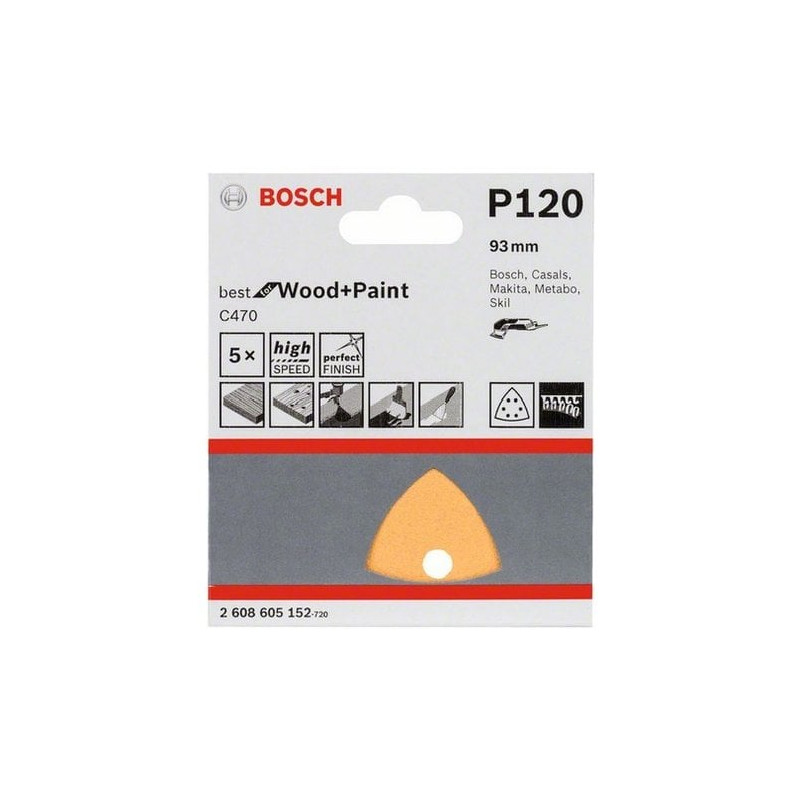 Foglio abrasivo triangolare 93 gr 120 pz.5 bosch [bosch ]