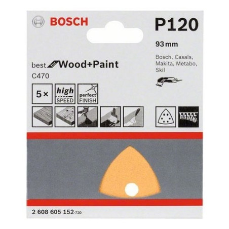 Foglio abrasivo triangolare 93 gr 120 pz.5 bosch [bosch ]