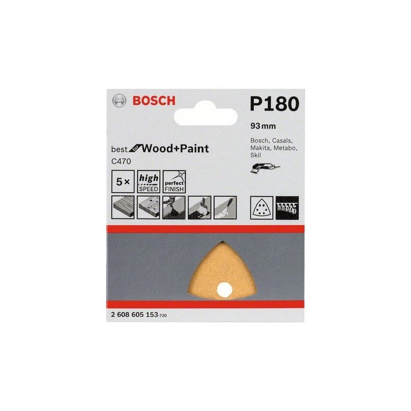 Foglio abrasivo triangolare 93 gr 180 pz.5 bosch [bosch ]